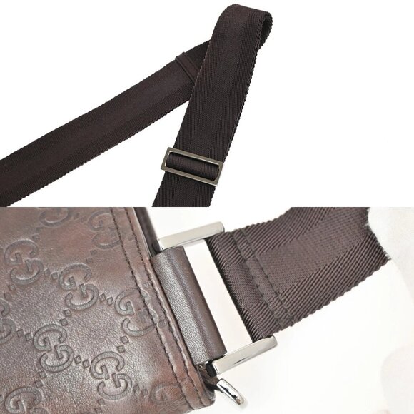 GUCCI Logo Guccissima GG Pattern Shoulder Bag Leather Brown Italy 82FB922 - Picture 8 of 16